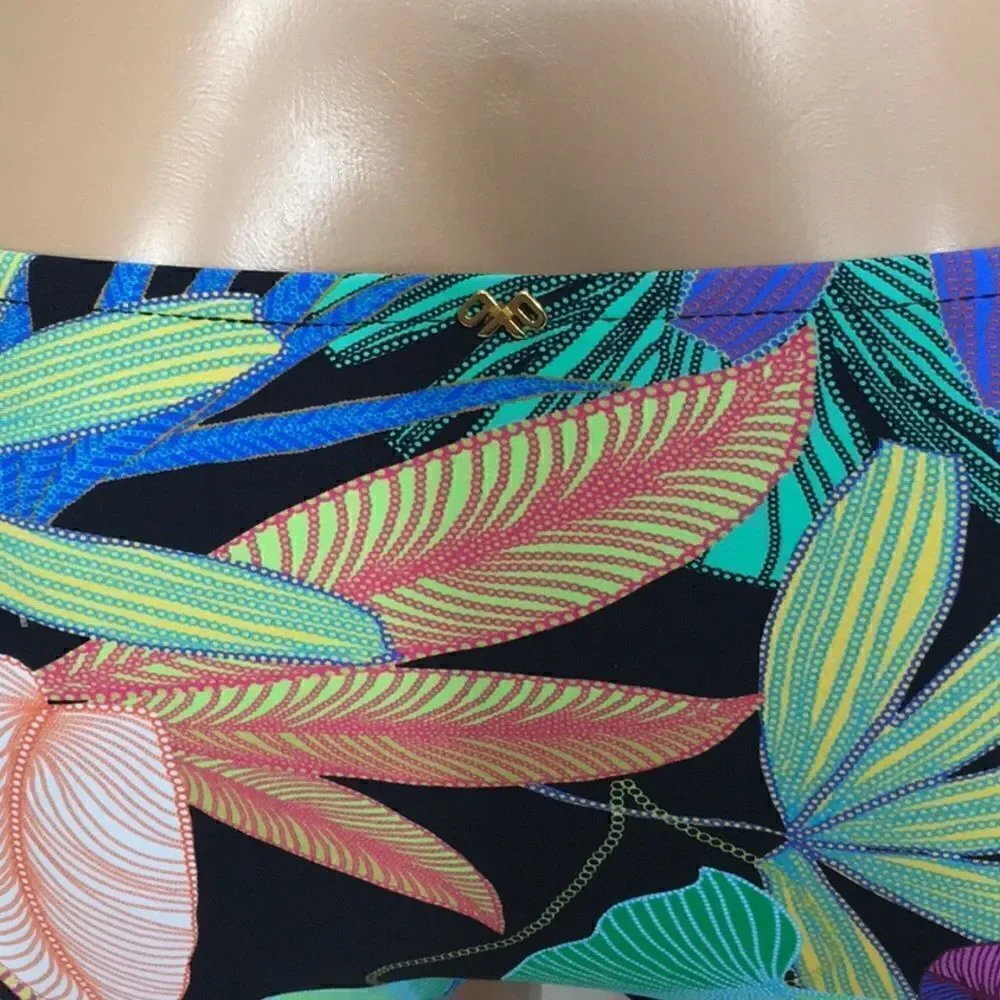 New. PILYQ multicolored palm leaf bikini.